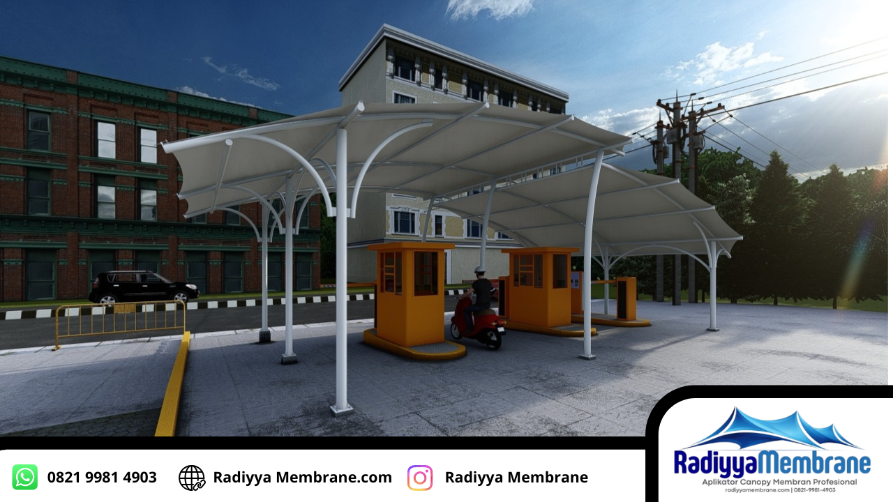 Pemasangan kanopi membran minimalis profesional