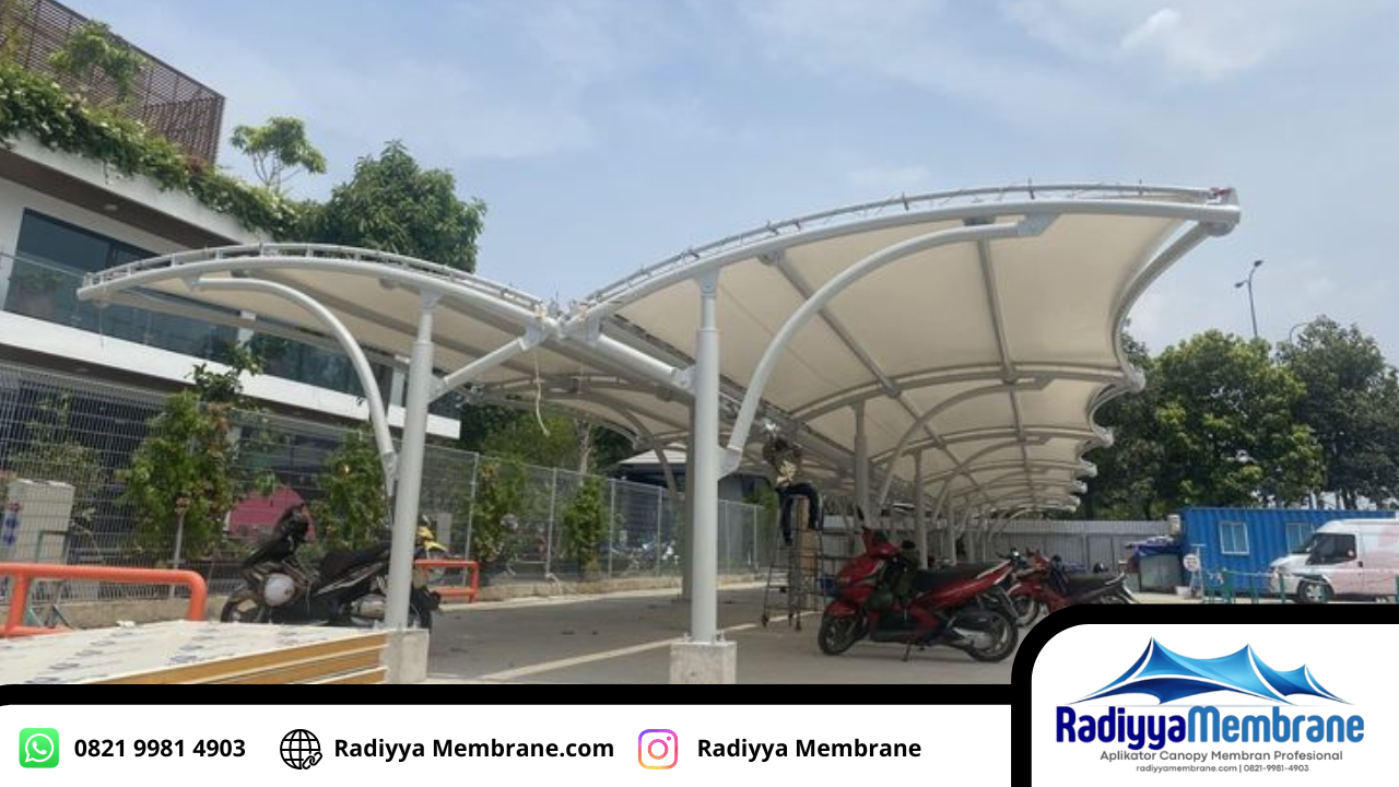 kanopi membran parkiran komersial
