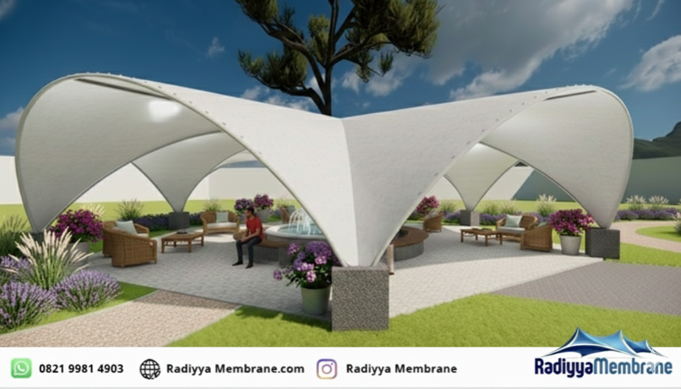 kanopi membran lengkung minimalis
