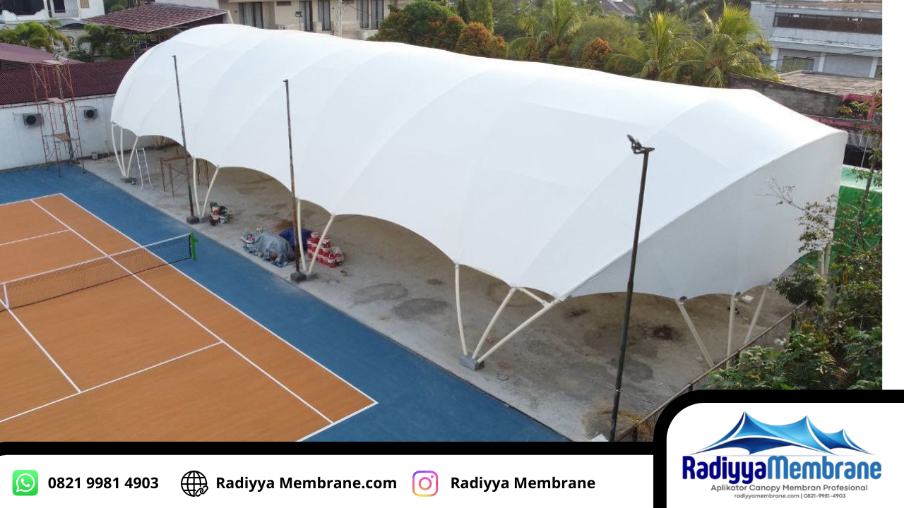 kanopi membrane lapangan padel bogor model lengkung