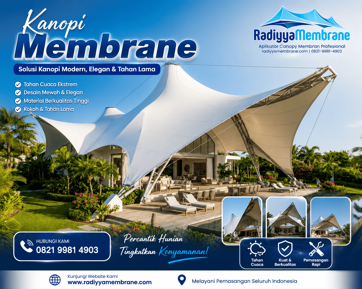 Atap membran modern di Surabaya karya Radiyya Membrane
