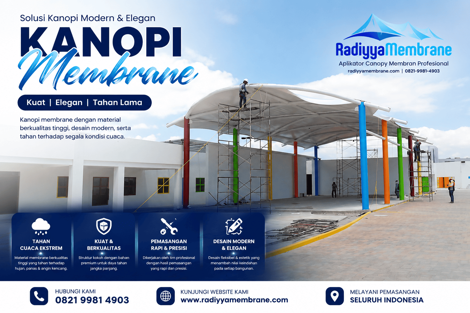 Kanopi membran Karawang untuk pabrik dan gudang skala industri oleh Radiyya Membrane