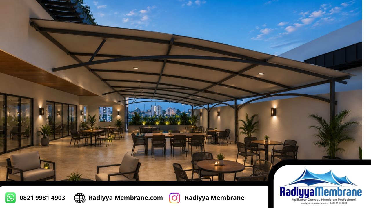 Desain kanopi membran cafe restoran outdoor Jakarta