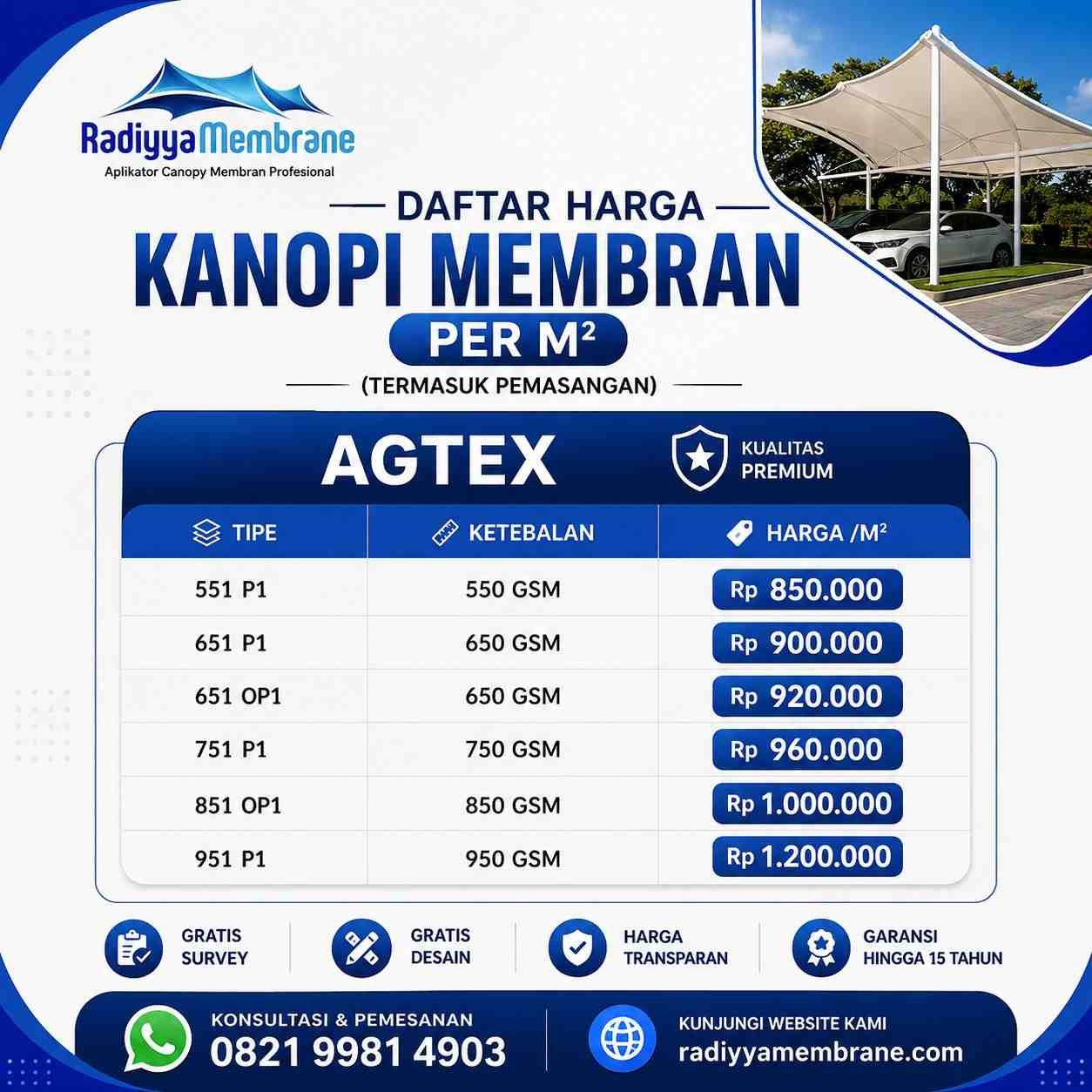 Kanopi membran Cianjur menghadapi iklim pegunungan yang basah dan lembap