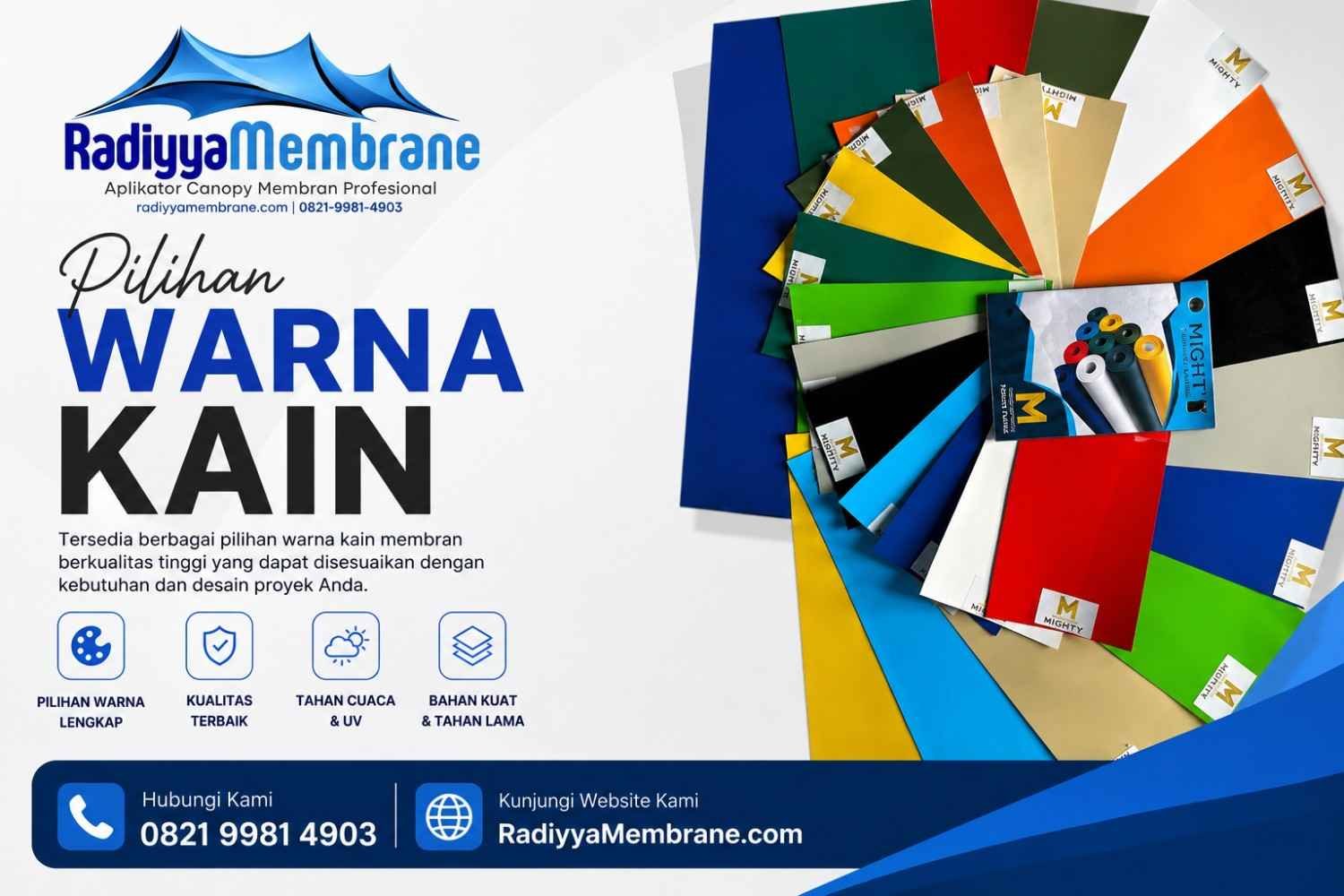 Pilihan warna kain kanopi membran Cianjur berkualitas