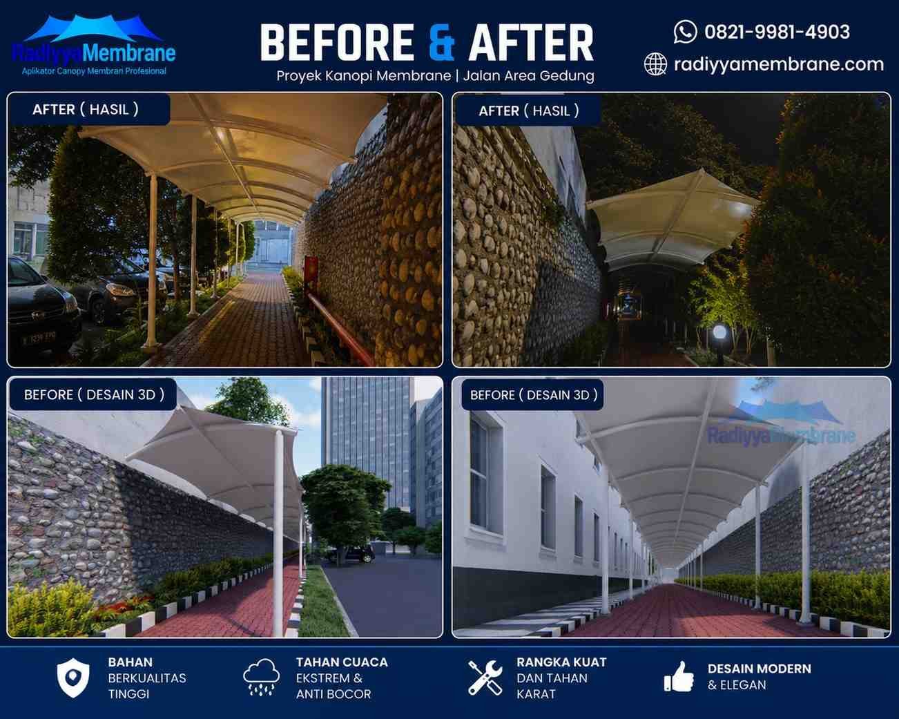 Before After Kanopi Membran Pedestal