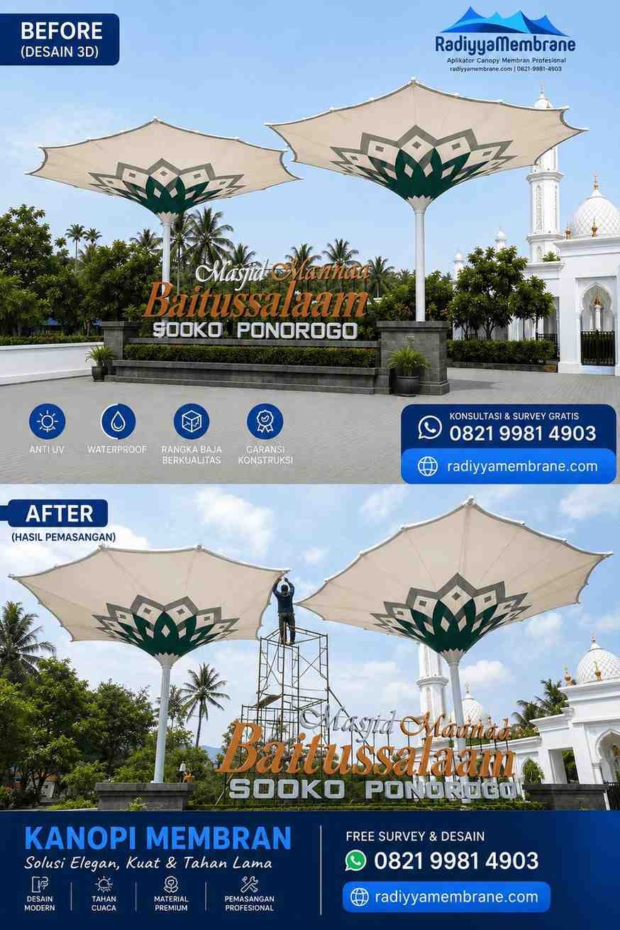 Before After Kanopi Membran Masjid
